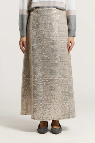 Flared fil coupé skirt with sequins