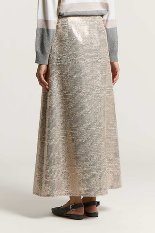 Flared fil coupé skirt with sequins