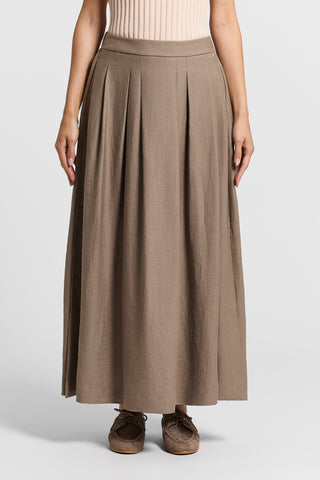 Long viscose and linen twill skirt