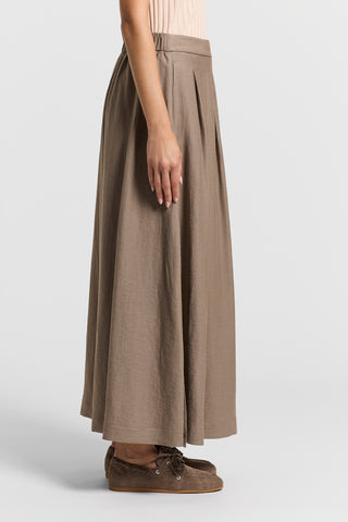 Long viscose and linen twill skirt