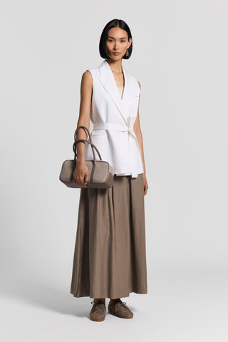 Long viscose and linen twill skirt