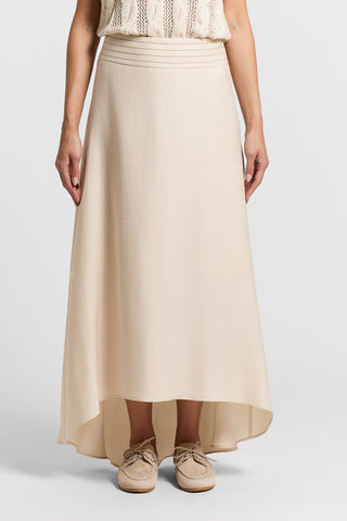 Long viscose linen twill skirt