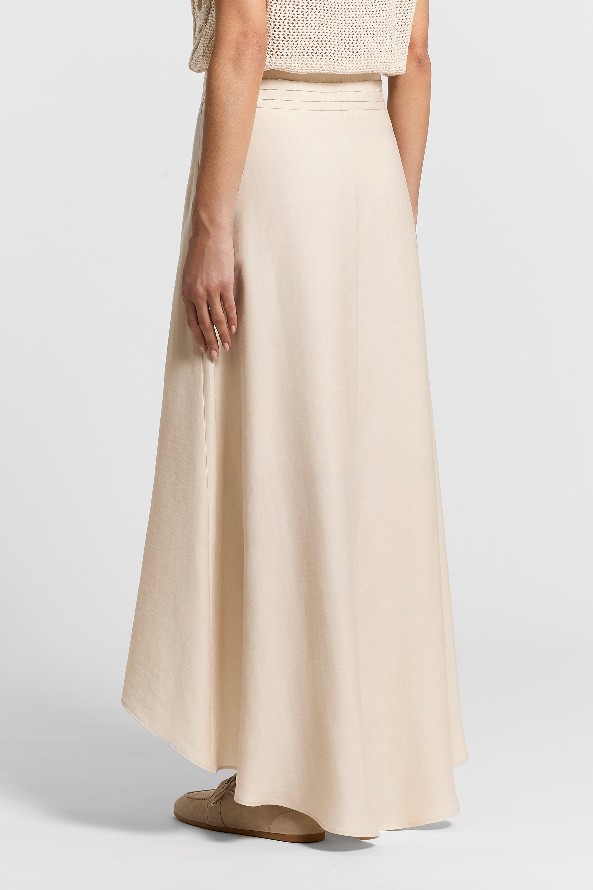 Long viscose linen twill skirt | Peserico US