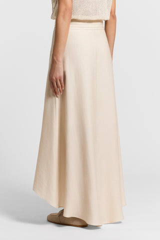 Long viscose linen twill skirt