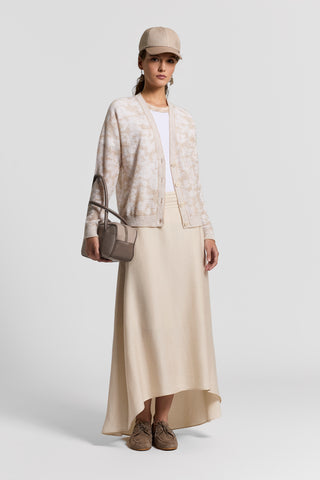 Long viscose linen twill skirt