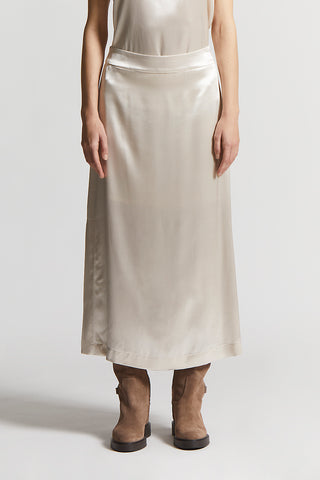 Shiny viscose satin skirt
