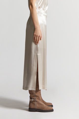 Shiny viscose satin skirt