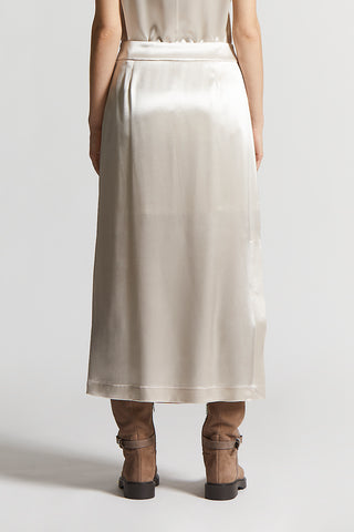 Shiny viscose satin skirt