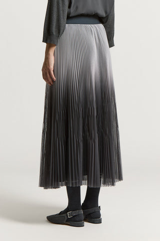 Midi skirt in ombré pleated tulle