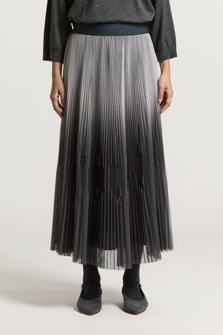 Midi skirt in ombré pleated tulle