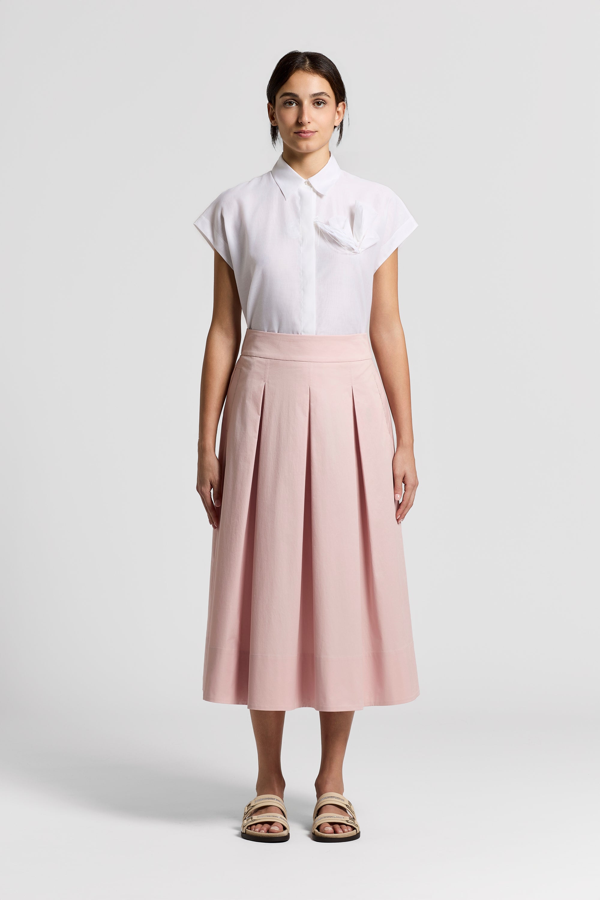 Stretch cotton sateen skirt | Peserico US