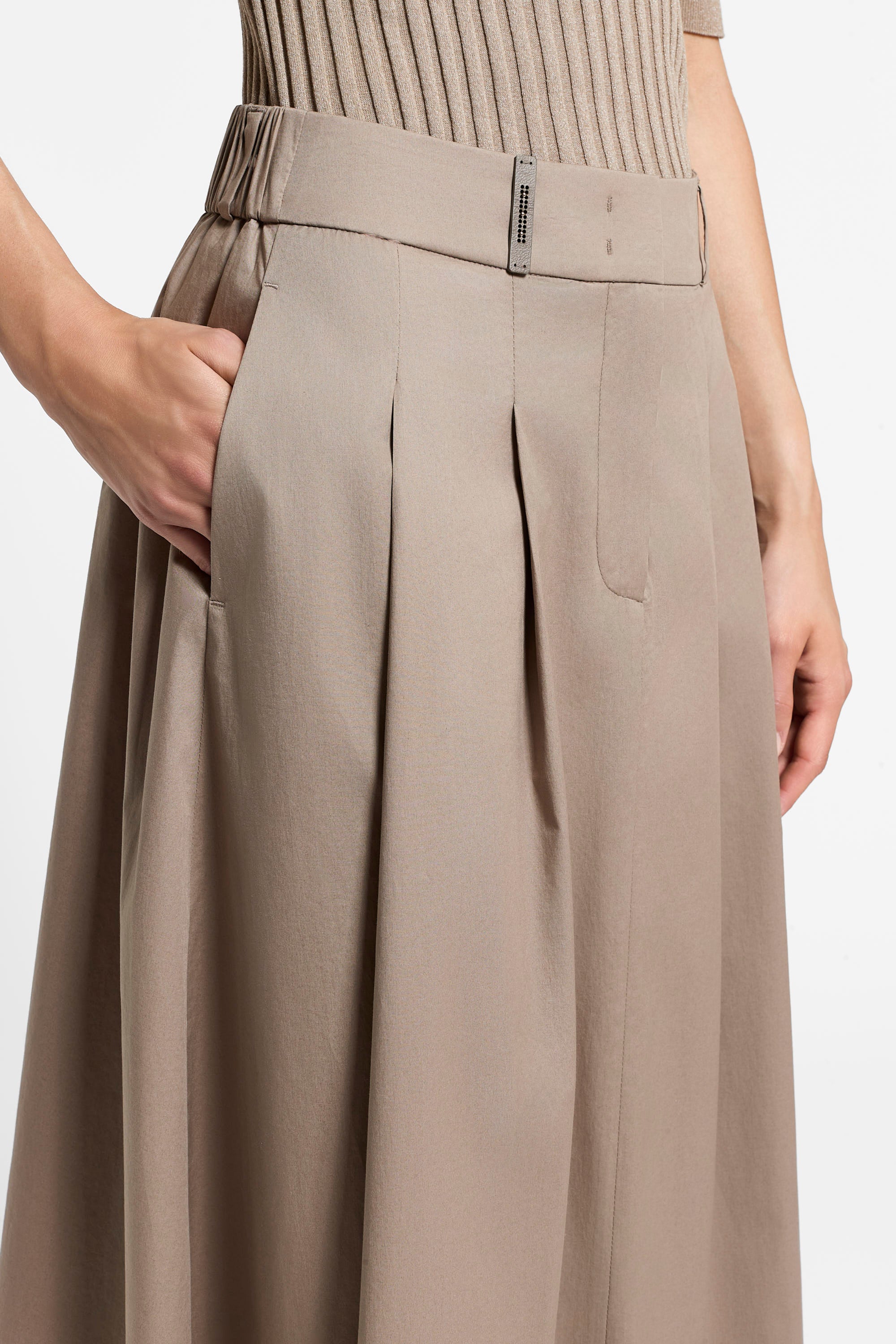 Stretch cotton sateen skirt | Peserico US