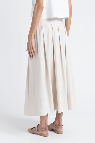 Twisted cotton long pleated skirt