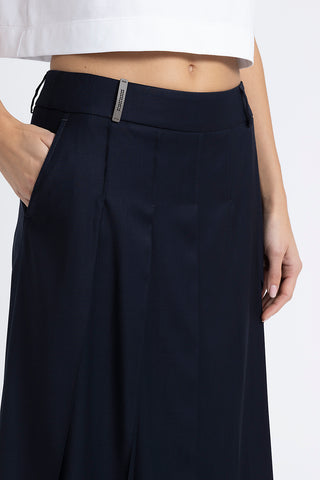 Midi skirt in viscose wool and organdy twill