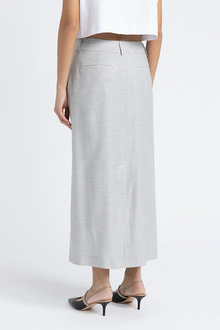 Straight long skirt in wool and viscose twill