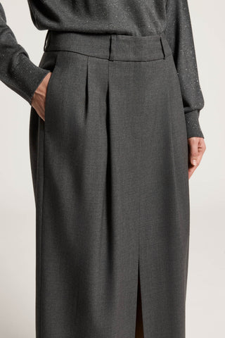 Wool skirt with double pleats