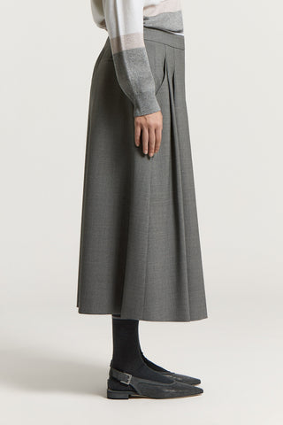Stretch wool midi skirt