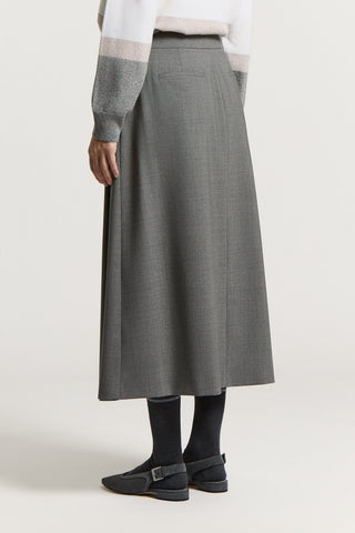 Stretch wool midi skirt