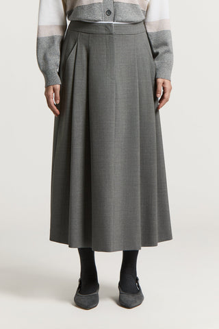 Stretch wool midi skirt