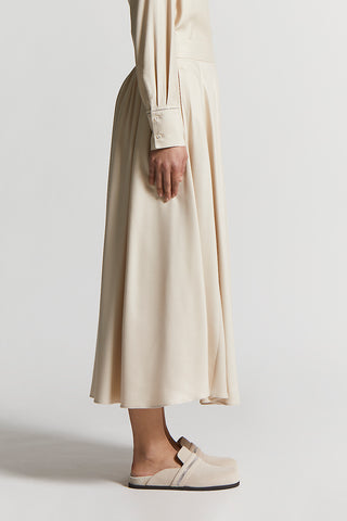 Stretch viscose and wool twill skirt