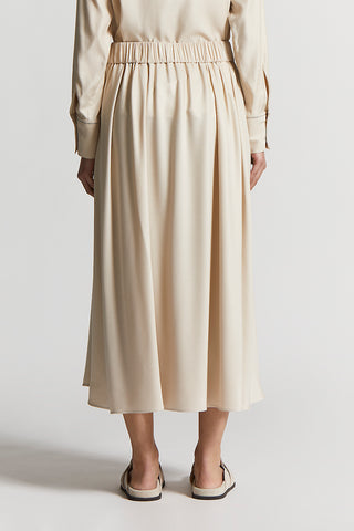 Stretch viscose and wool twill skirt