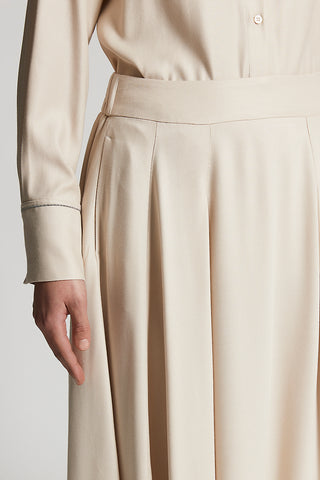 Stretch viscose and wool twill skirt