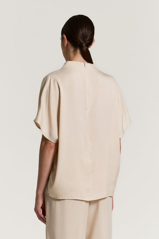Peach-finish pure tencel twill blouse