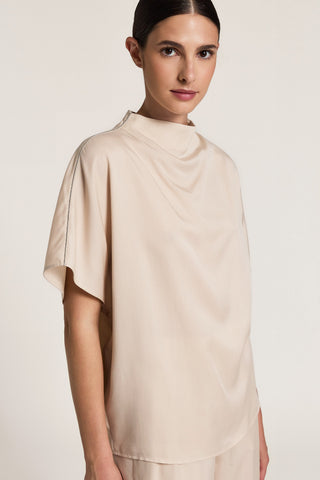 Peach-finish pure tencel twill blouse