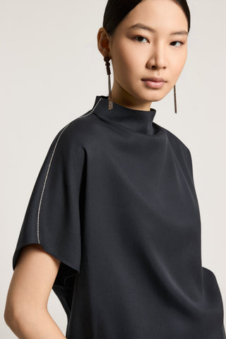Peach-finish pure tencel twill blouse