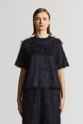 Lightweight fur-effect viscose T-shirt