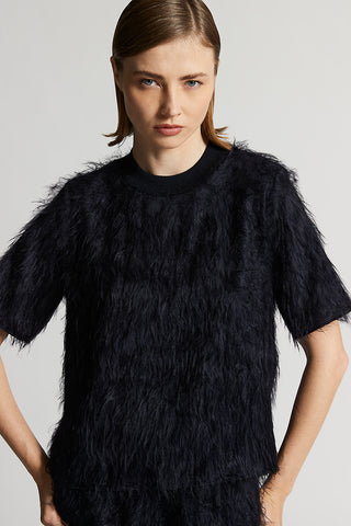 Lightweight fur-effect viscose T-shirt