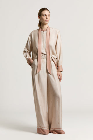 Fluid viscose twill palazzo trousers