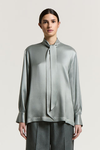 Shiny cavalry shirt in fluid viscose