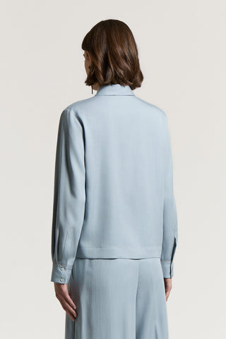 Peach-finish pure tencel twill fluid shirt