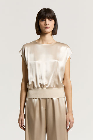 Shiny viscose satin top