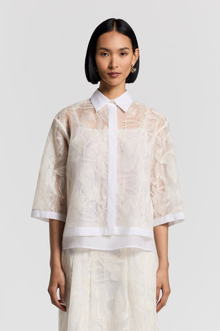Tulle shirt with embroidery