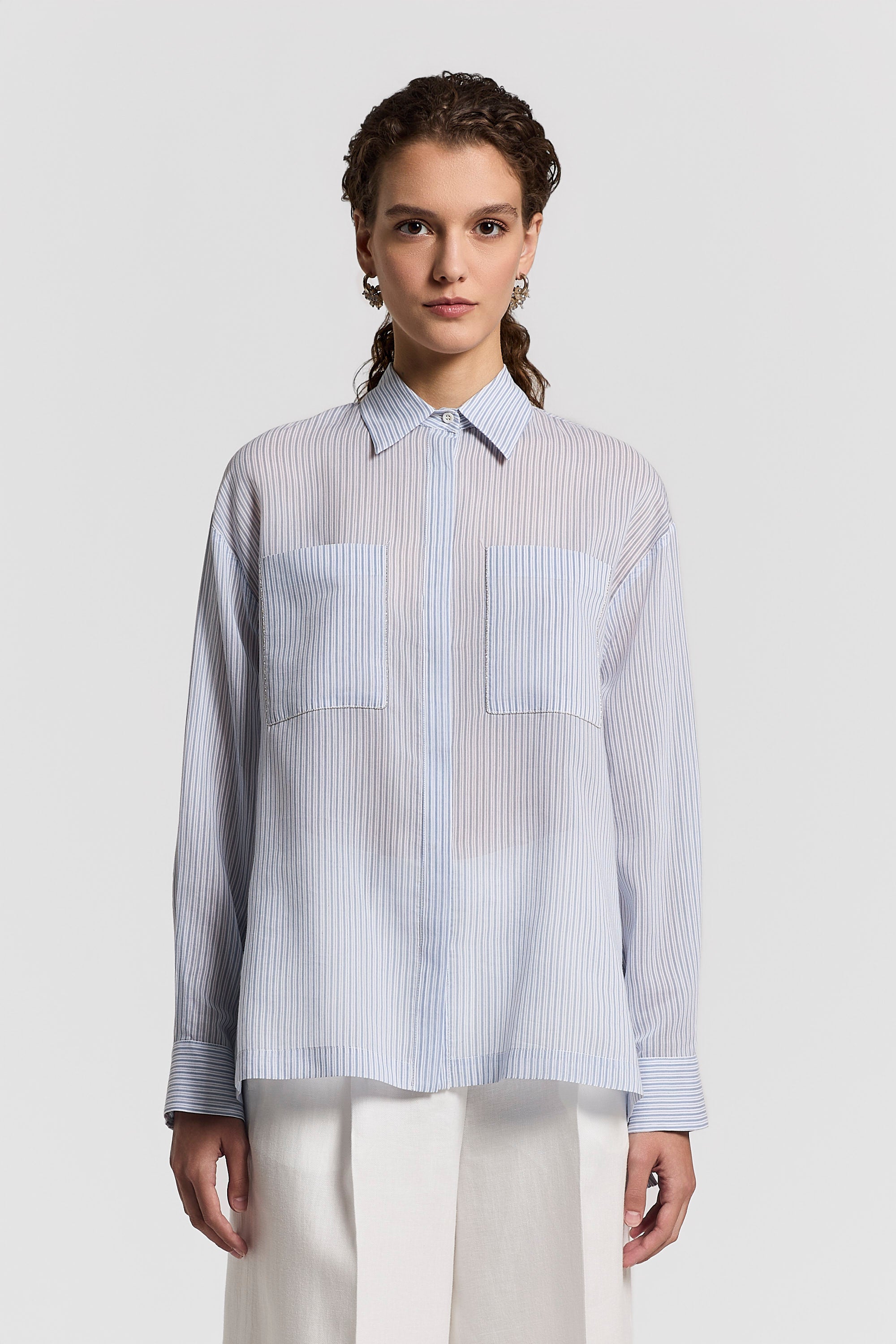 Cotton and silk voile shirt | Peserico US