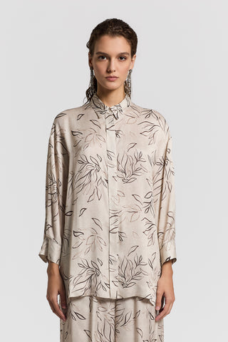 Printed viscose satin shirt