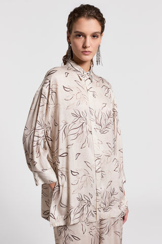 Printed viscose satin shirt