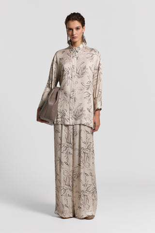 Printed viscose satin shirt