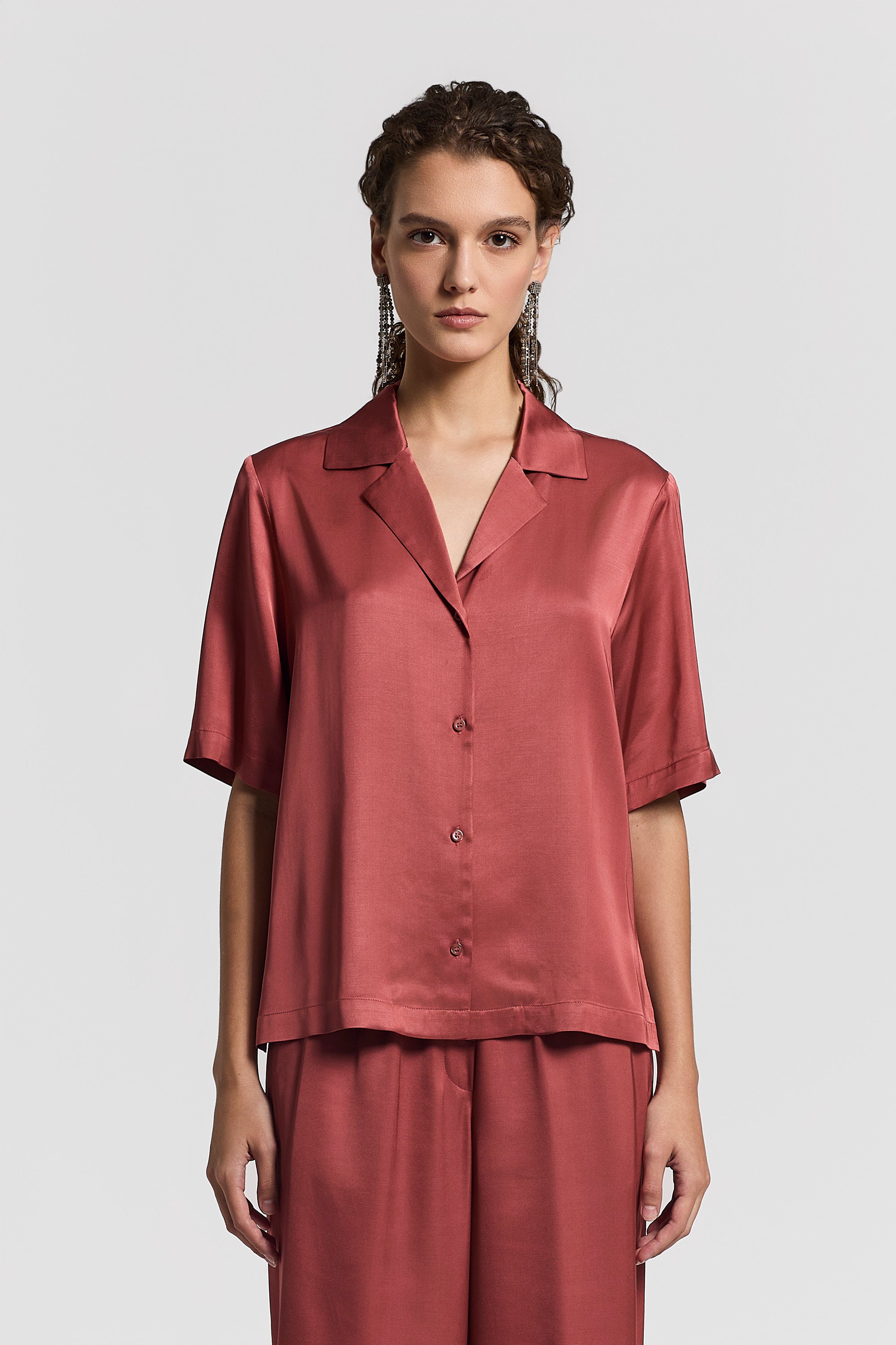 Viscose satin shirt | Peserico US
