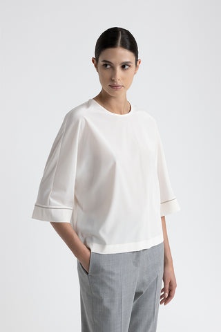 Stretch silk crepe de chine blouse