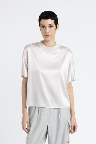 Silk satin crew neck T-shirt