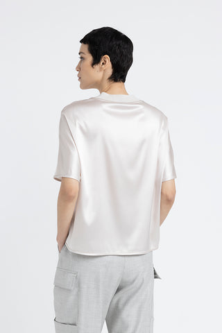 Silk satin crew neck T-shirt