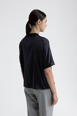 Silk satin crew neck T-shirt