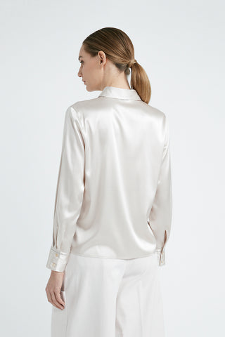 Stretch silk satin shirt