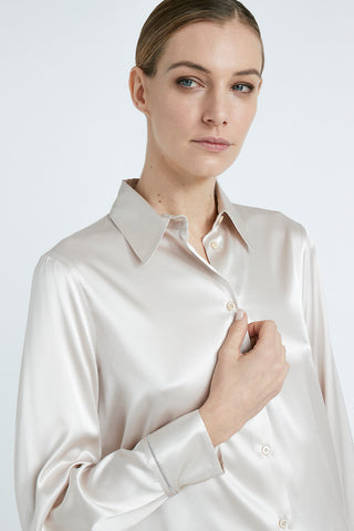 Stretch silk satin shirt