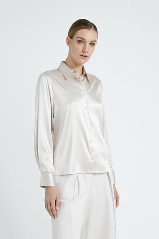 Stretch silk satin shirt