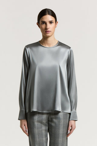 Shiny silk satin blouse
