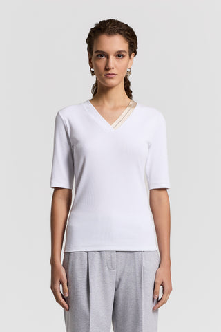 Micro-rib cotton T-shirt